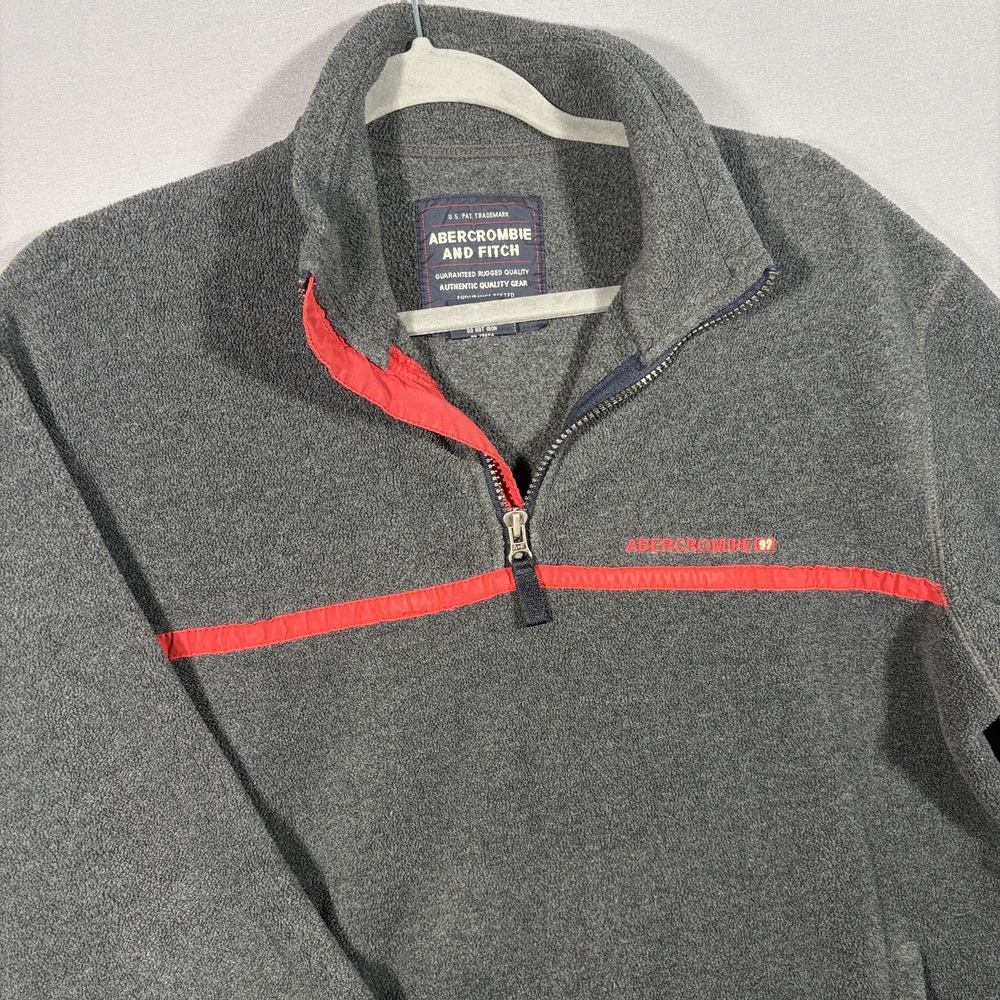 Abercrombie & Fitch Fleece Pullover Half Zip Gray Red Men’s Small 90s Vintage
